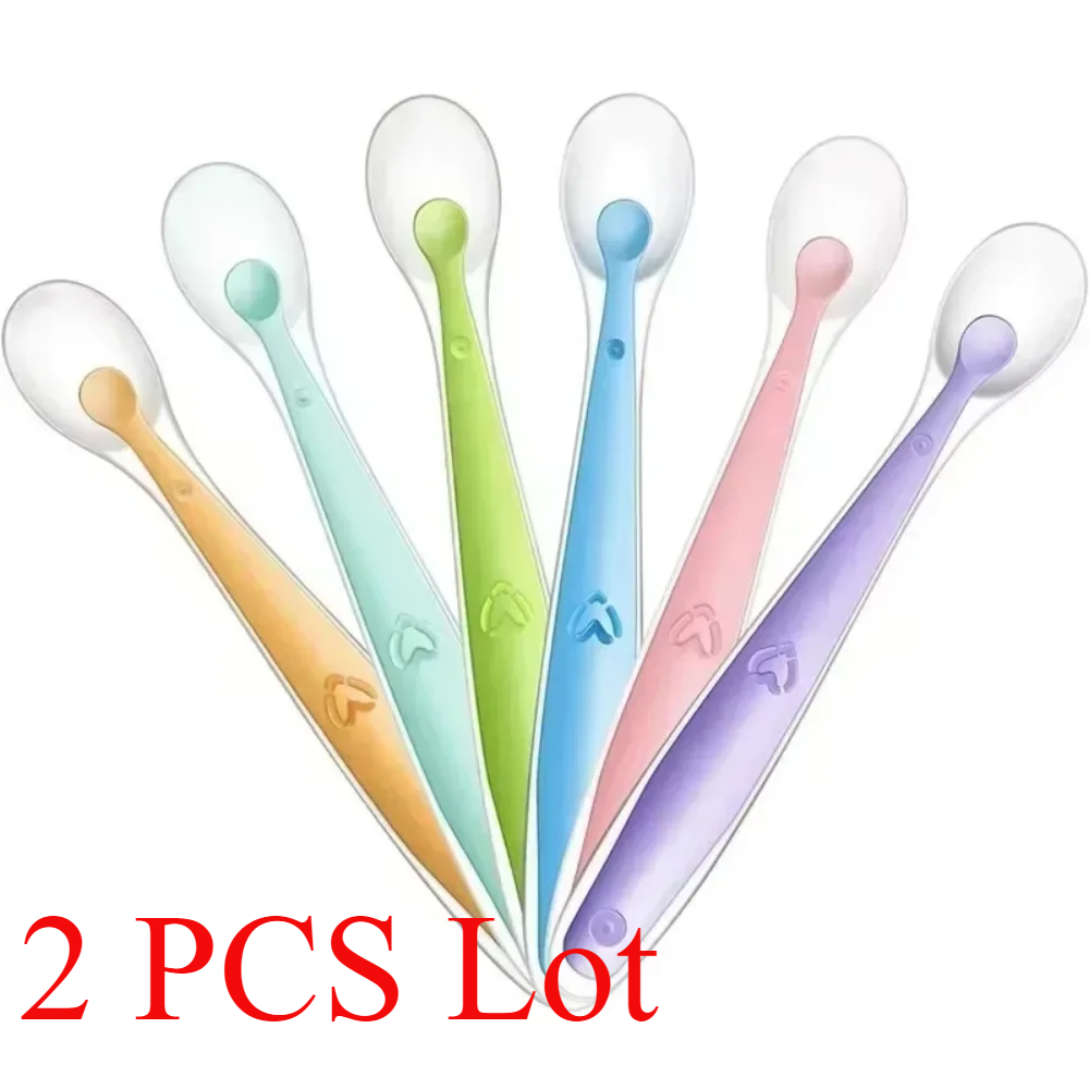 Baby Food Utensil - 2/1szt Silikonowa łyżka do karmienia niemowląt