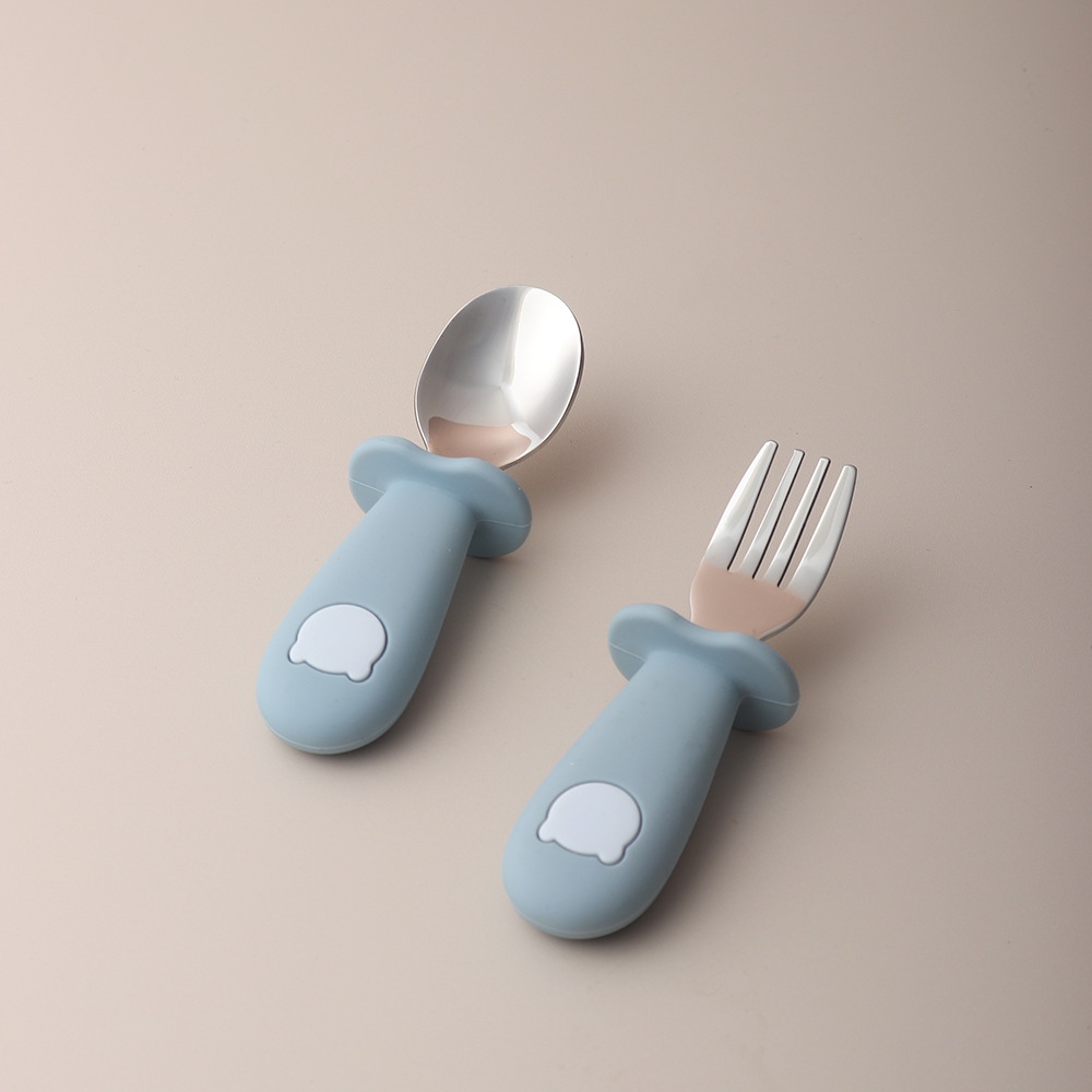 Baby Food Utensil - Silikonowa łyżeczka i widelec w kształcie