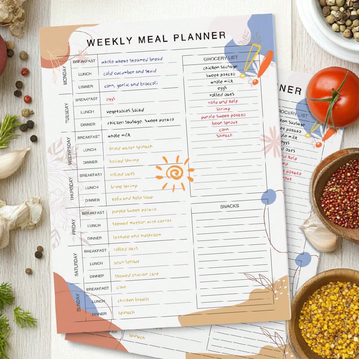 Tygodniowy planer posiłków na  – Baby Food List recenzja i cena